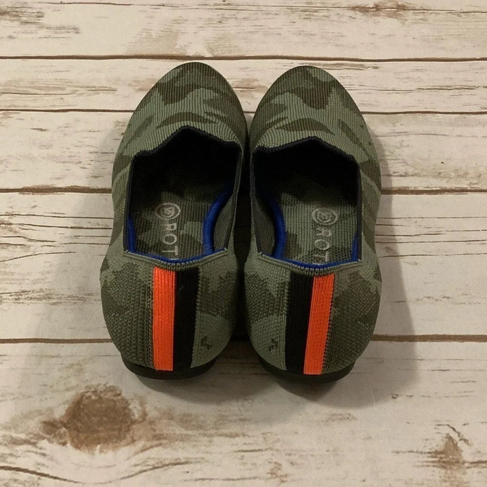 Rothy’s Olive and Shake Green Camo Loafers Size 7.5
